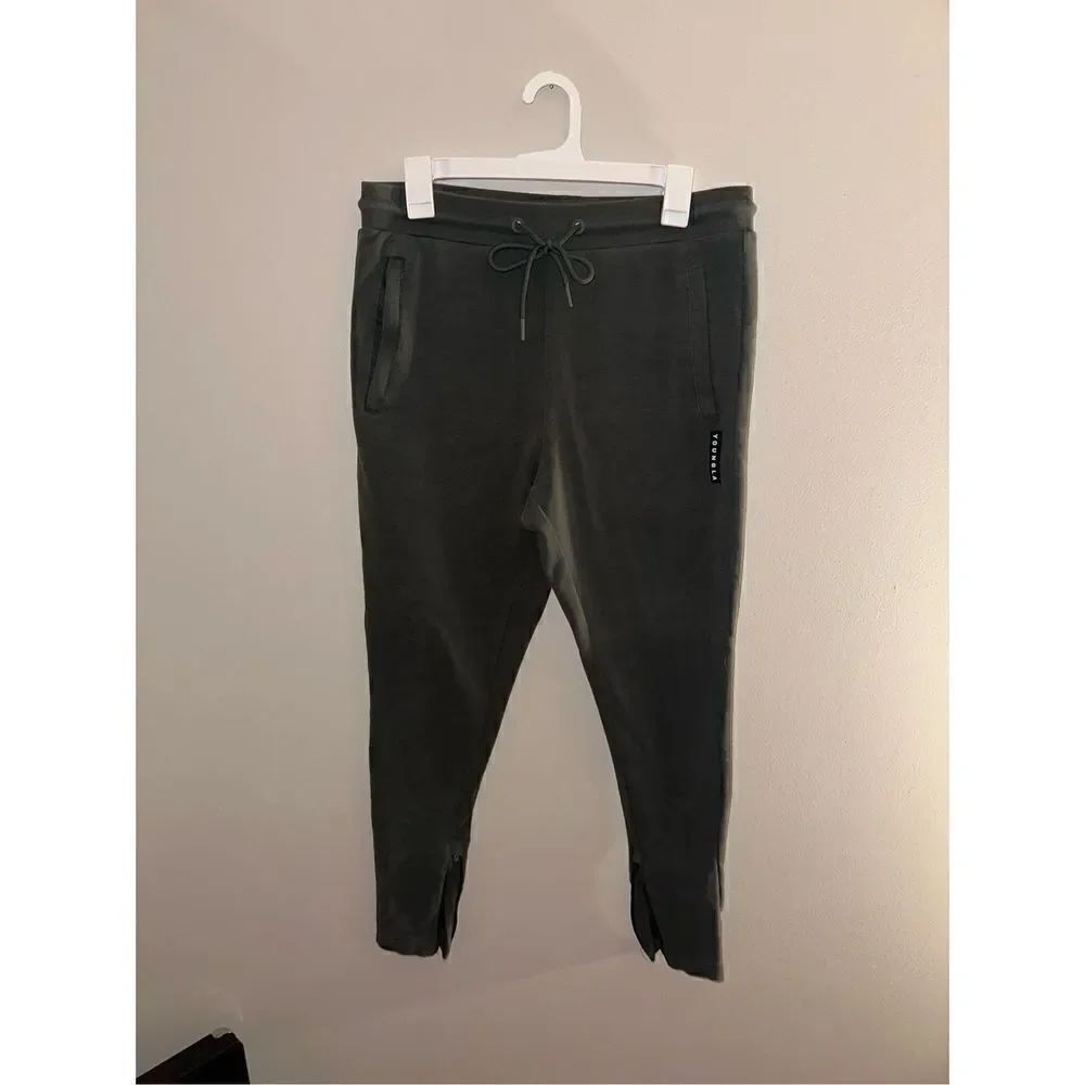 YoungLA Womens Jogger Sweatpants size Large Army Green Pull on Elastic Waist